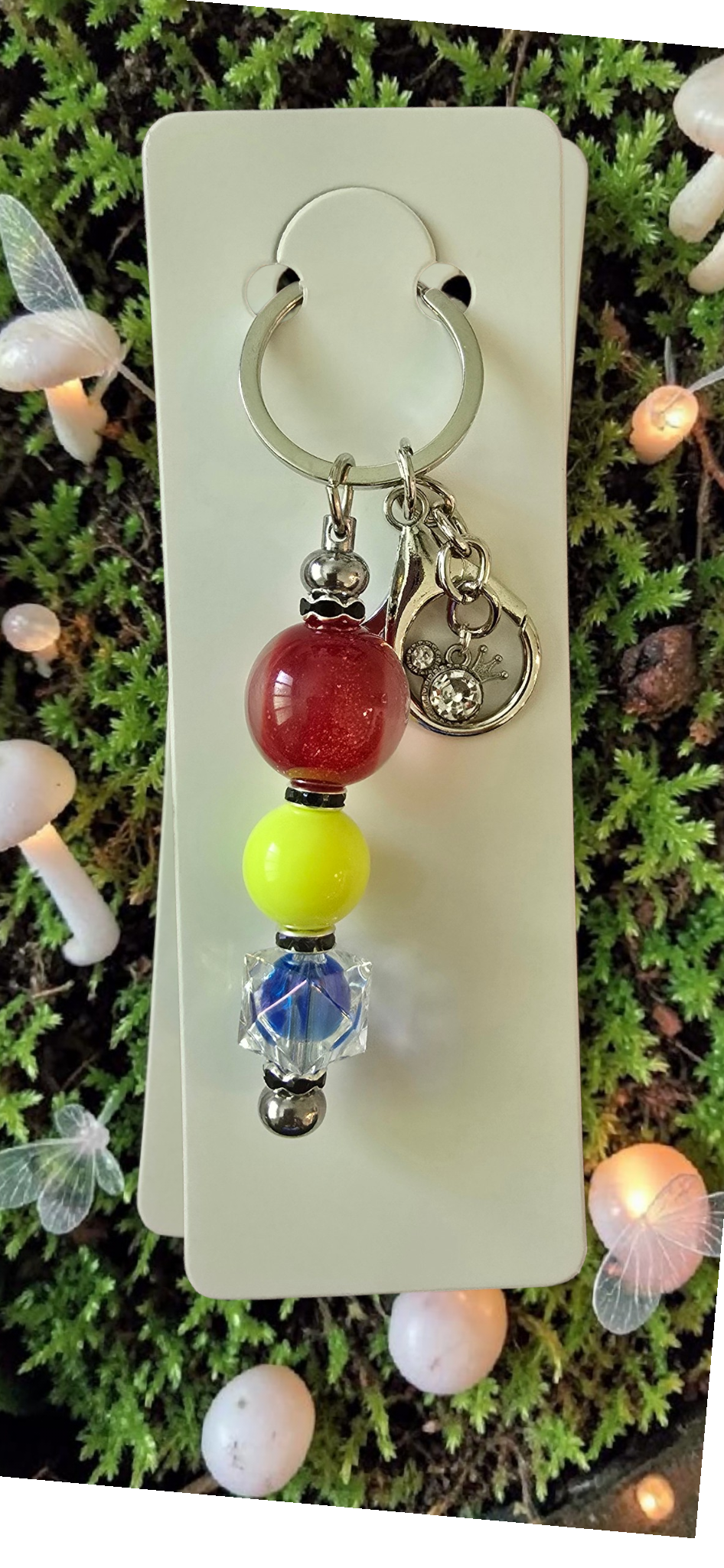 Beaded Keychain - Red, yellow and blue