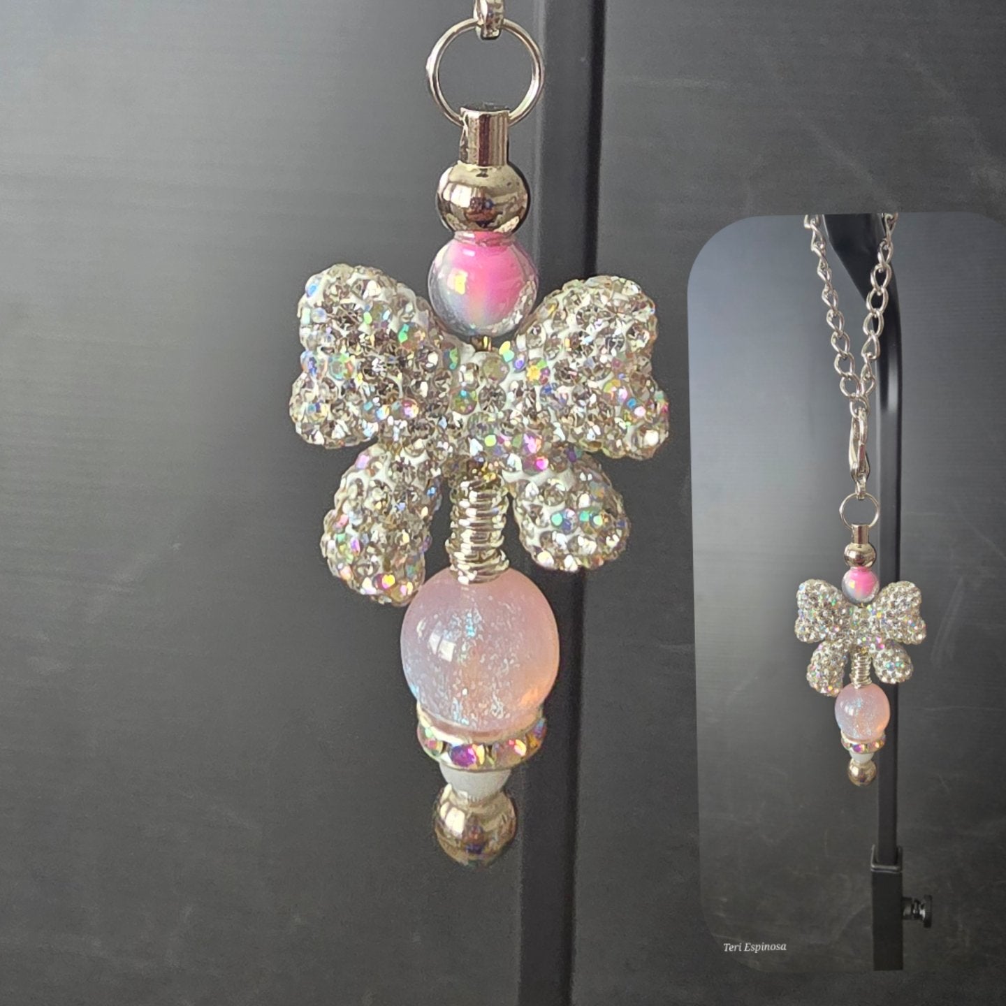 Water bottle charm - Bedazzled bow